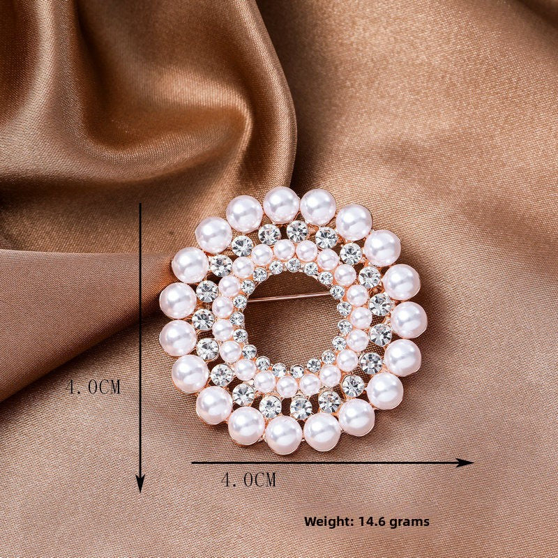 Elegant Flower Pearl Pin Brooch, Perfect Christmas Accessory With Delicate Floral Design