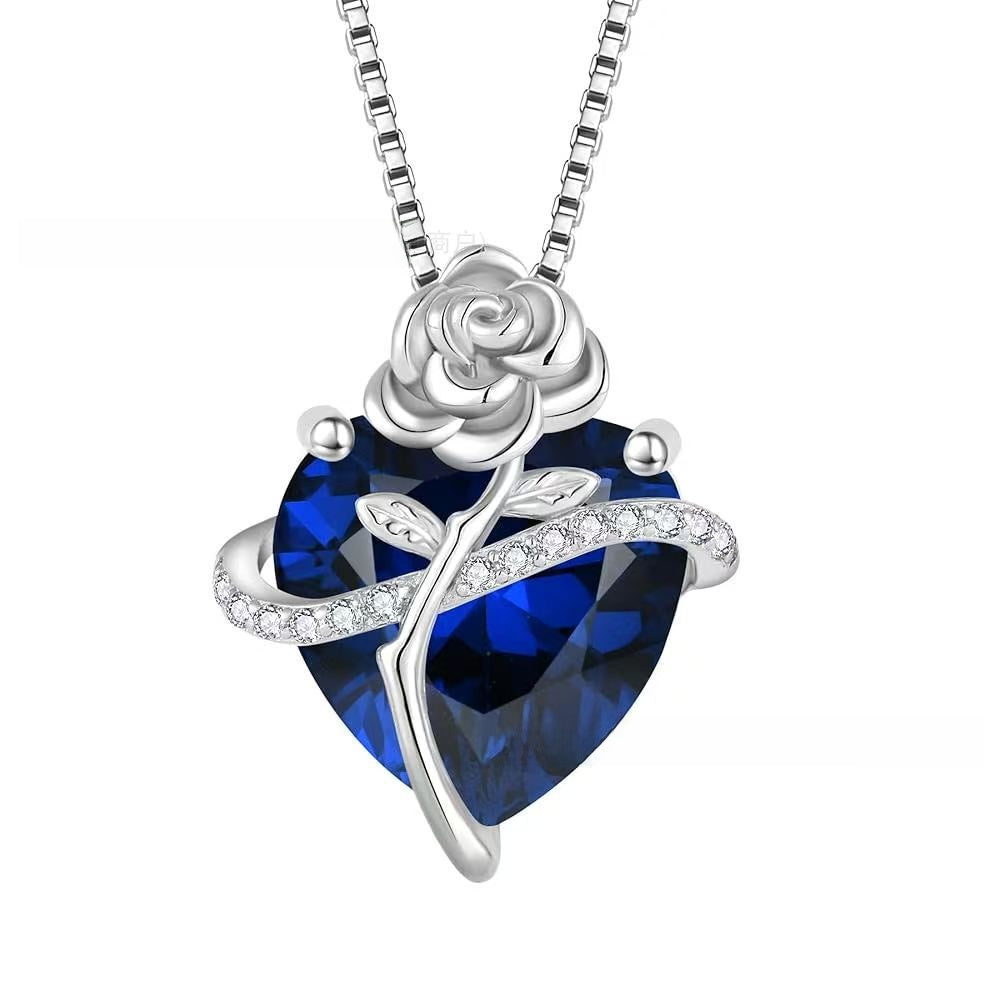 Heart Shape Pendant Necklace For Unisex Featuring 925 Sterling Silver In Light Purple