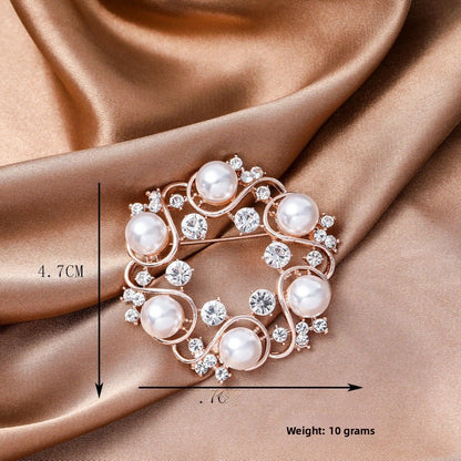 Elegant Flower Pearl Pin Brooch, Perfect Christmas Accessory With Delicate Floral Design