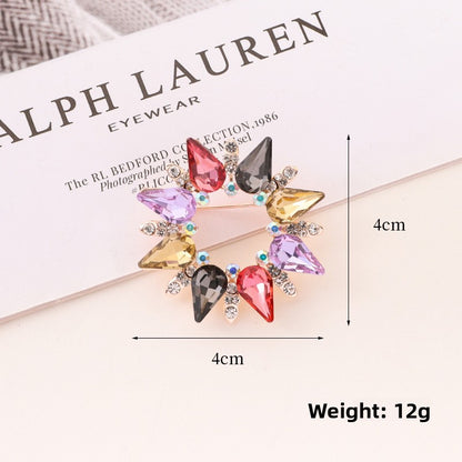 Flower Crystal Sun Pin Brooch In White, Elegant Jewelry Accessory