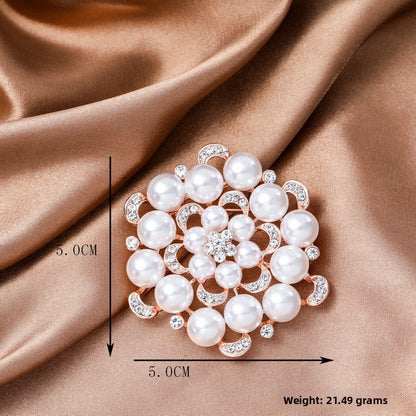 Elegant Flower Pearl Pin Brooch, Perfect Christmas Accessory With Delicate Floral Design