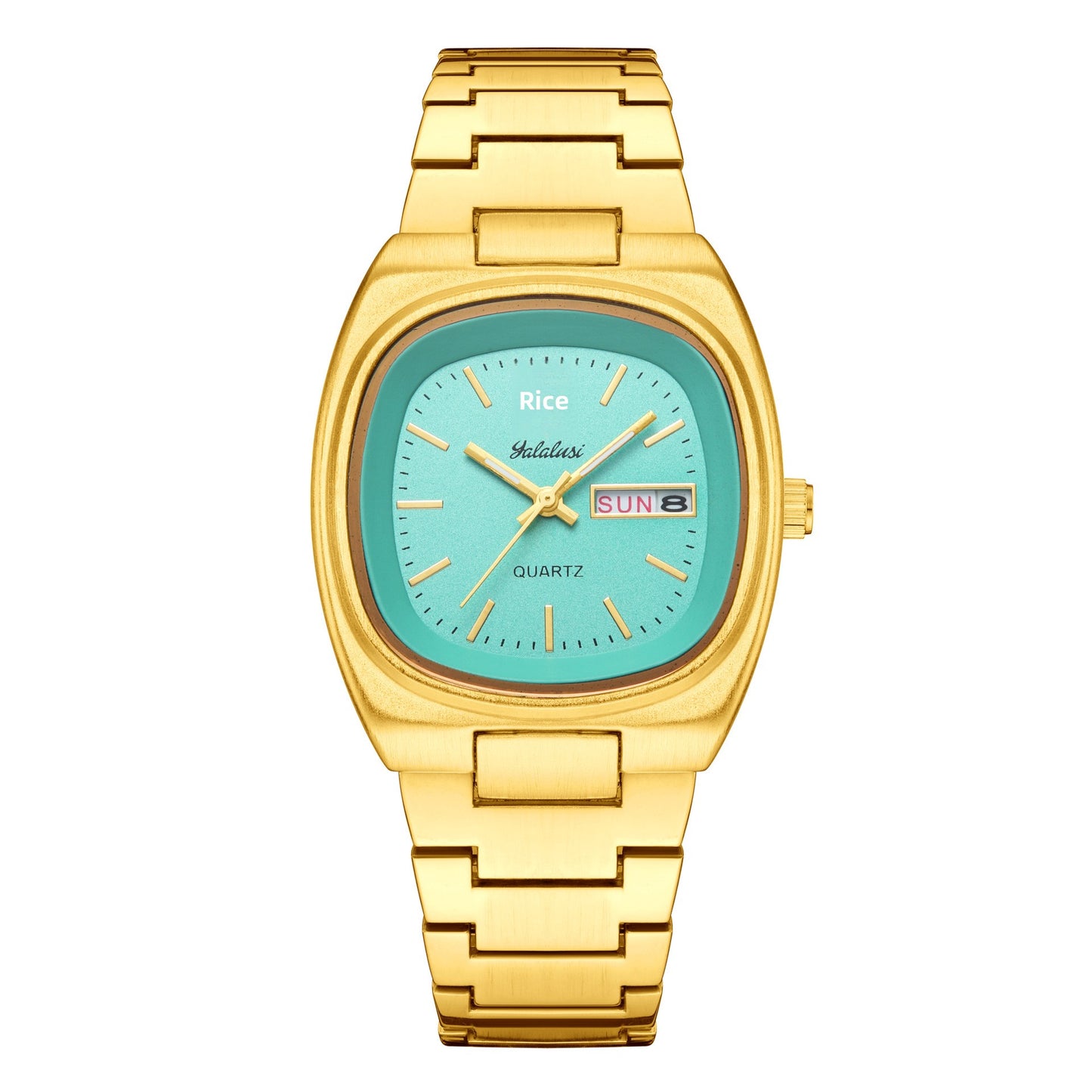 Women’s Quartz Watch With Tempered Glass, Square Dial, Steel Strap, Number Display, Butterfly Double Snap Buckle Golden