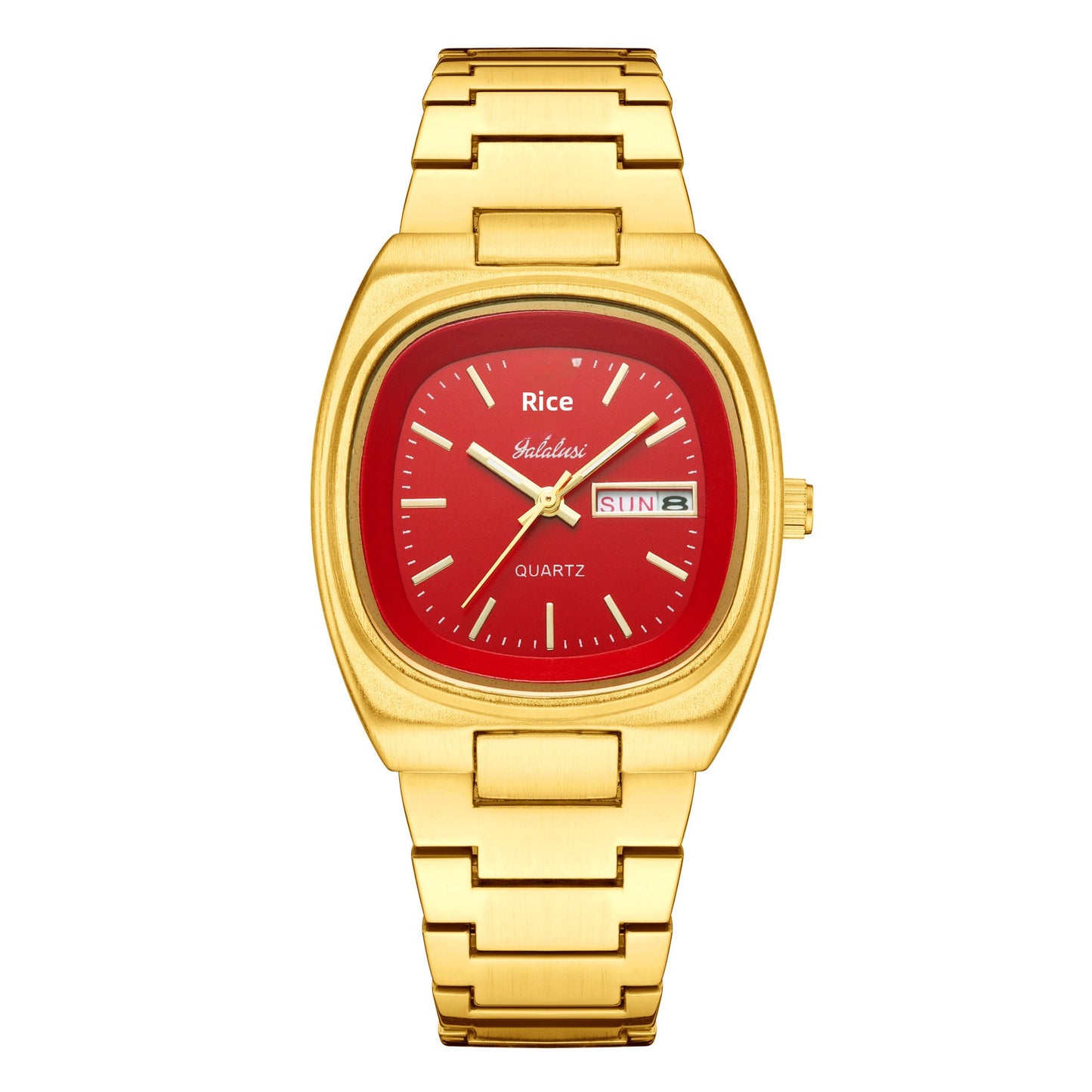 Women’s Quartz Watch With Tempered Glass, Square Dial, Steel Strap, Number Display, Butterfly Double Snap Buckle Golden