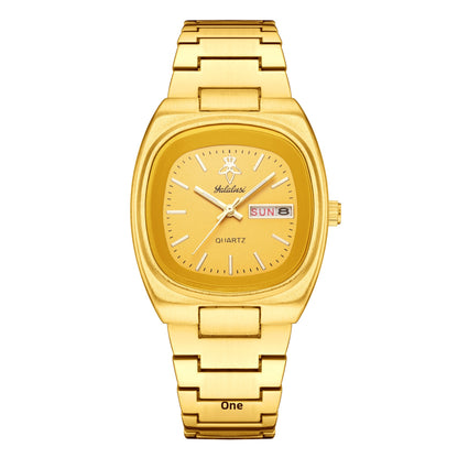 Women’s Quartz Watch With Tempered Glass, Square Dial, Steel Strap, Number Display, Butterfly Double Snap Buckle Golden