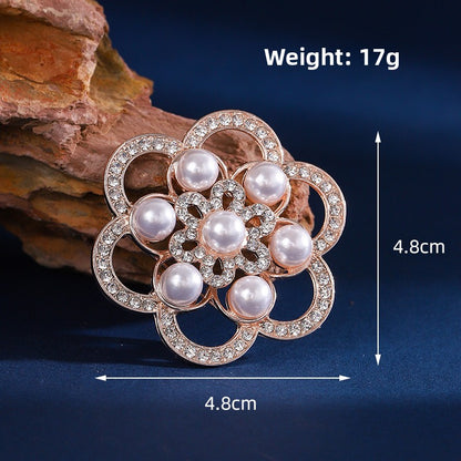 Elegant Flower Pearl Pin Brooch, Perfect Christmas Accessory With Delicate Floral Design