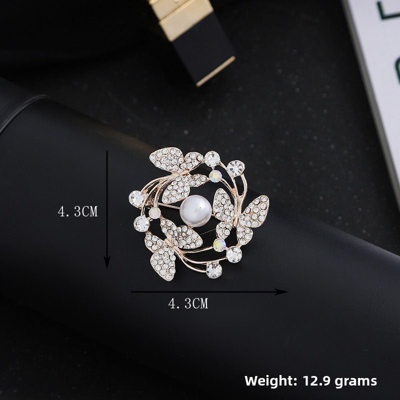 Elegant Flower Pearl Pin Brooch, Perfect Christmas Accessory With Delicate Floral Design