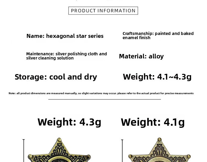 Star Pattern Metal Brooch Pin In Elegant Golden Finish For Stylish Accessories