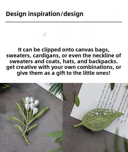 Pin Brooch Featuring A Green Plant Leaf Design, Elegant Jewelry Accessory