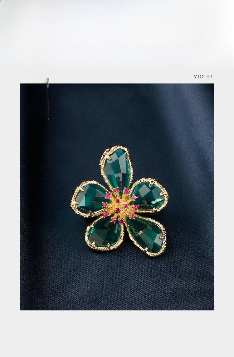 Golden Flower Pin Brooch, Elegant Floral Jewelry Accessory For Women