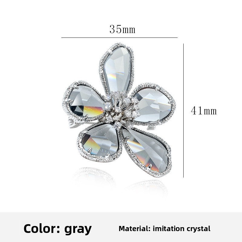 Golden Flower Pin Brooch, Elegant Floral Jewelry Accessory For Women