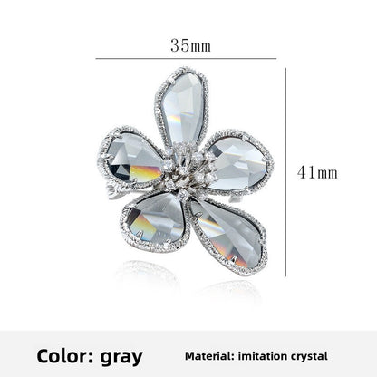 Golden Flower Pin Brooch, Elegant Floral Jewelry Accessory For Women