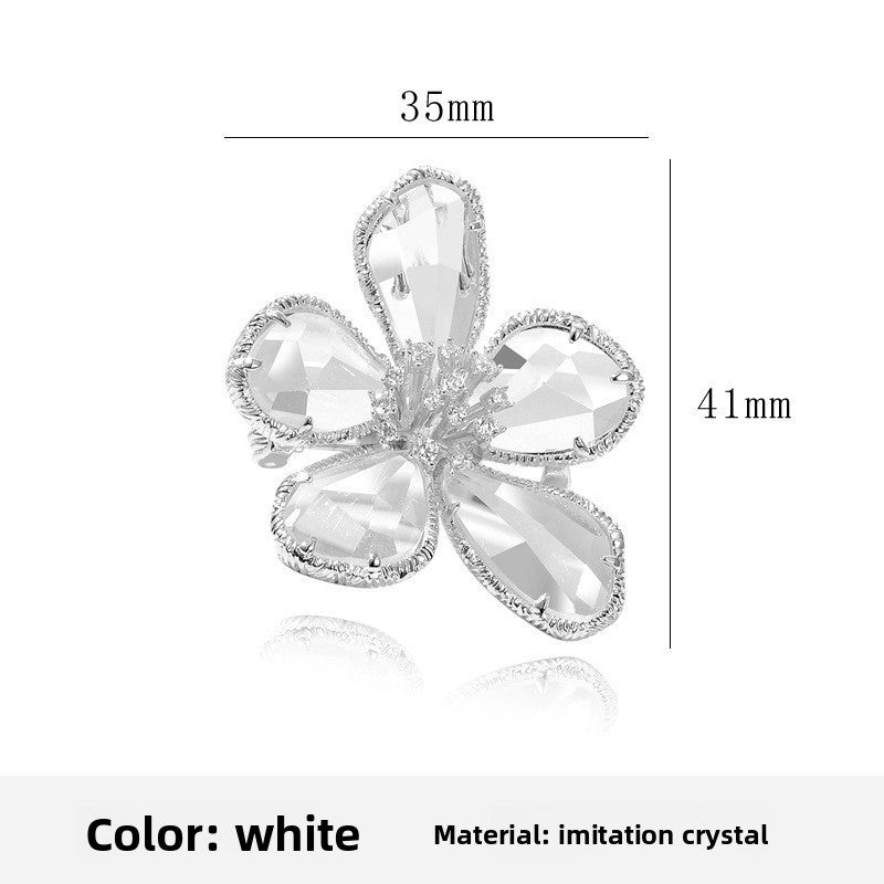 Golden Flower Pin Brooch, Elegant Floral Jewelry Accessory For Women