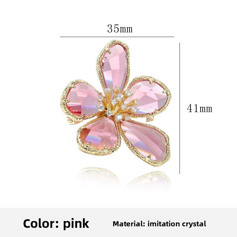 Golden Flower Pin Brooch, Elegant Floral Jewelry Accessory For Women