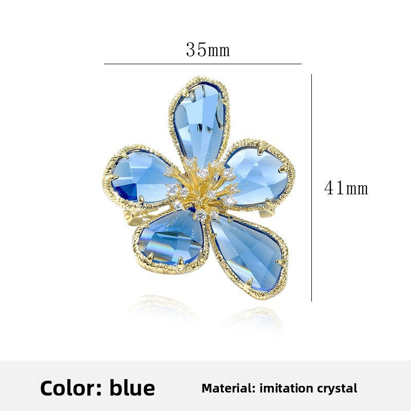 Golden Flower Pin Brooch, Elegant Floral Jewelry Accessory For Women