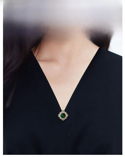 Flower Pin Brooch Featuring Zircon Inlay In Elegant Green Color