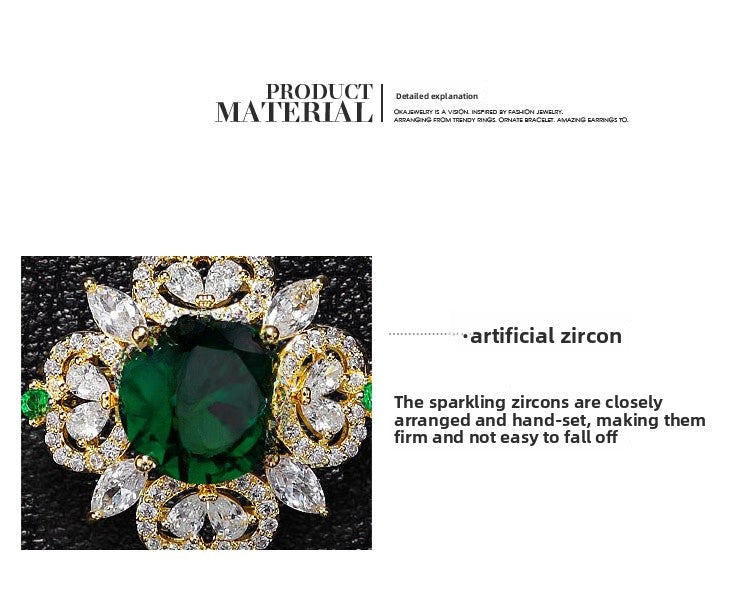 Flower Pin Brooch Featuring Zircon Inlay In Elegant Green Color