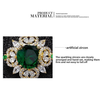 Flower Pin Brooch Featuring Zircon Inlay In Elegant Green Color