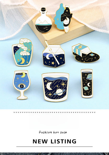 Universe Pattern Brooch Pin Featuring Multicolor Design For Stylish Accessory
