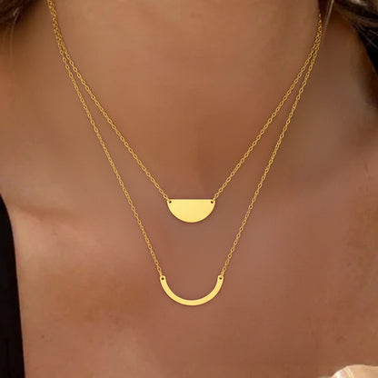 Round Pattern Double Layer Necklaces For Unisex Featuring Durable 304 Stainless Steel Material