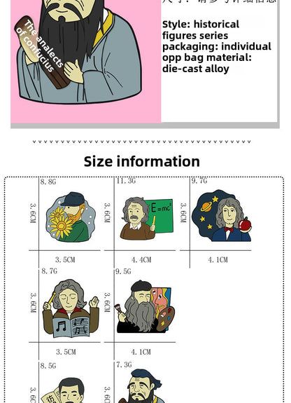 Pin Brooch Featuring Cartoon Character Portrait Inspired By Van Gogh Style