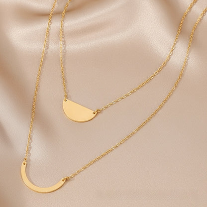 Round Pattern Double Layer Necklaces For Unisex Featuring Durable 304 Stainless Steel Material