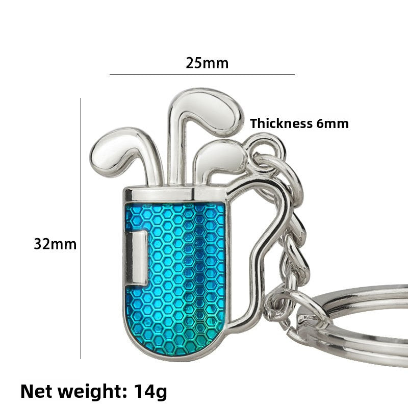 Golf Keychain In Golden Alloy, Stylish And Durable Keychain Accessory