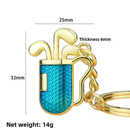 Golf Keychain In Golden Alloy, Stylish And Durable Keychain Accessory