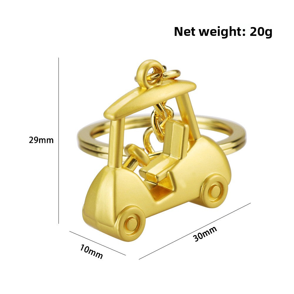 Golf Keychain In Golden Alloy, Stylish And Durable Keychain Accessory