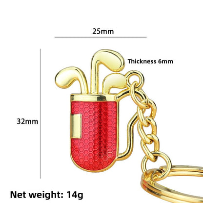 Golf Keychain In Golden Alloy, Stylish And Durable Keychain Accessory