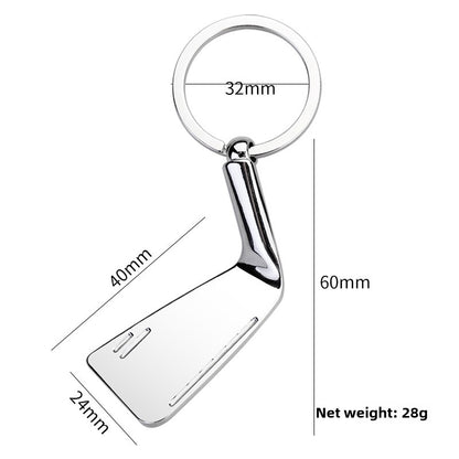 Golf Keychain In Golden Alloy, Stylish And Durable Keychain Accessory