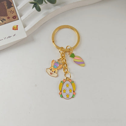 Easter Egg Keychain In Alloy Featuring Rabbit Pattern, Perfect For Holiday Accessories