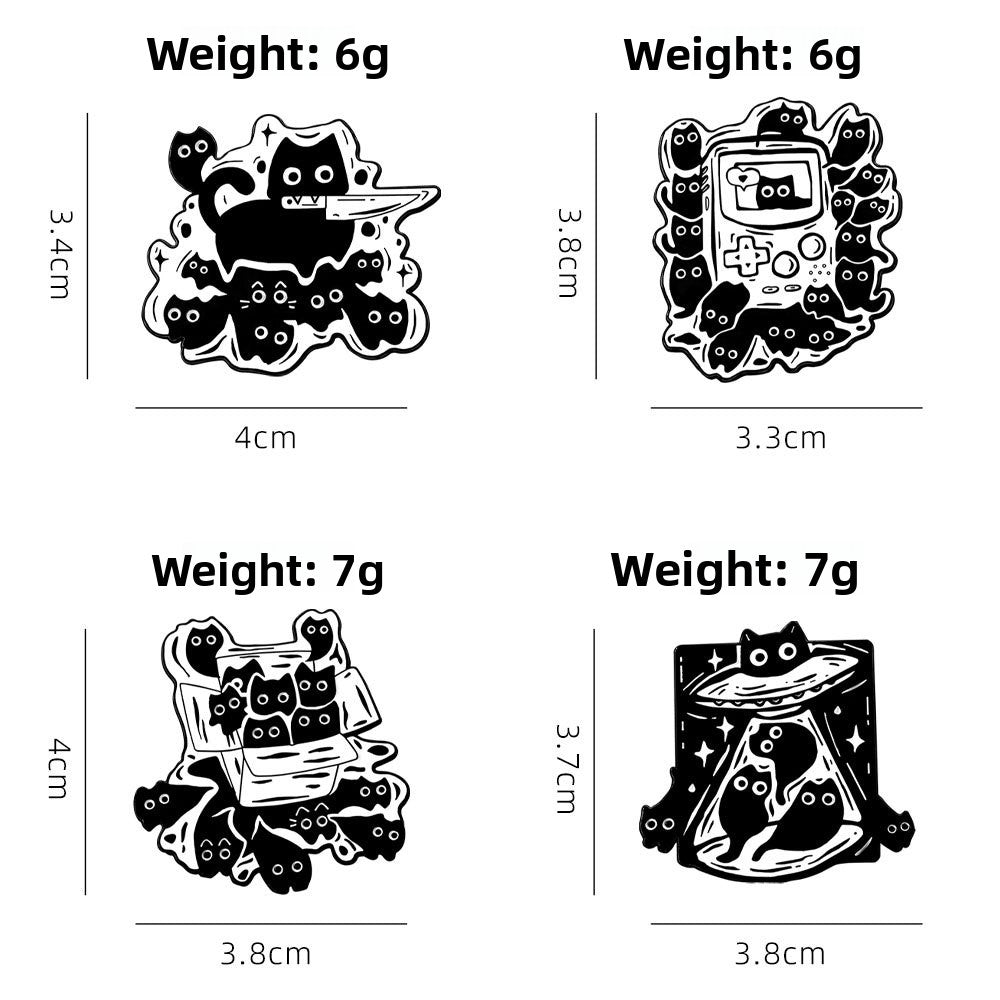 Cat Cartoon Animal Pin Brooch In Black Zinc Alloy Featuring Cute Design For Stylish Accessory