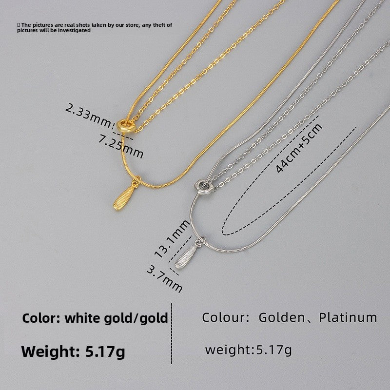 Water Droplets Double Layer Necklace For Women In Golden Copper With Electroplated Gold Plating Process