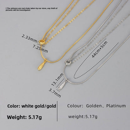 Water Droplets Double Layer Necklace For Women In Golden Copper With Electroplated Gold Plating Process