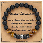 Frosted Tiger Eye Spacer Cross 01 with Card