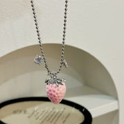 Short Velvet Strawberry Necklace