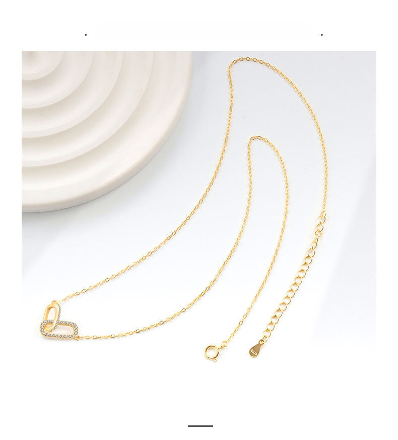 Heart Shape Choker For Women Featuring Zircon Inlay On Copper With Electroplated Gold Plating And Cable Chain