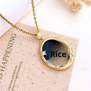 XL5636 Star Oval Necklace Gold Black