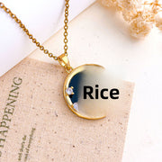 XL5643 Star Moon Round Necklace Gold Black