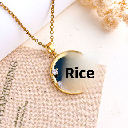 Sweet Heart Shape Necklace For Women In Titanium Steel With Zircon Inlay And Cable Chain