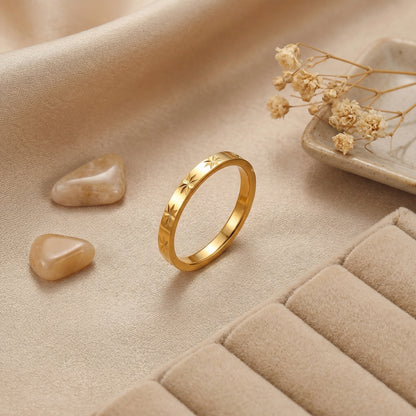 Geometric Rings For Women Made Of 304 Stainless Steel Featuring Electroplated 18K Real Gold Plated With Rhinestones Inlay