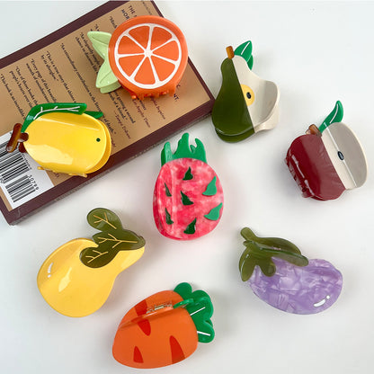 New Style Fruit Hair Claw For Women Made Of Acetic Acid Sheets In Orange, Perfect For Spring