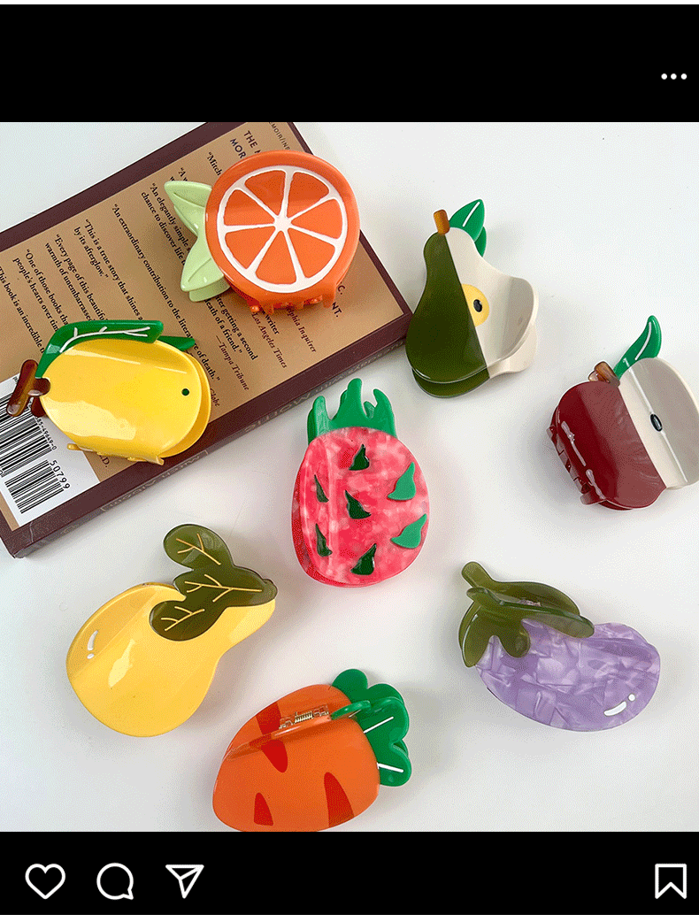 New Style Fruit Hair Claw For Women Made Of Acetic Acid Sheets In Orange, Perfect For Spring