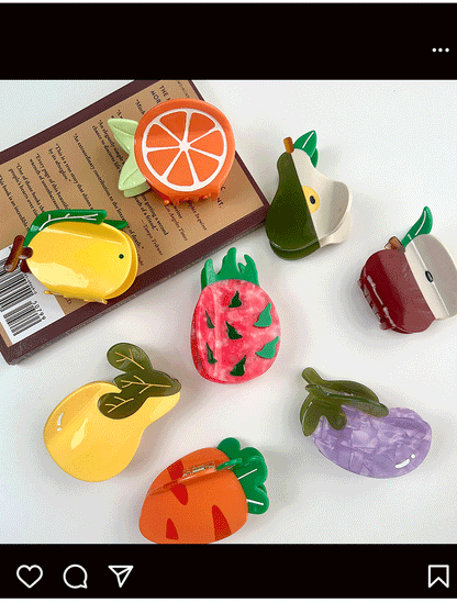 New Style Fruit Hair Claw For Women Made Of Acetic Acid Sheets In Orange, Perfect For Spring