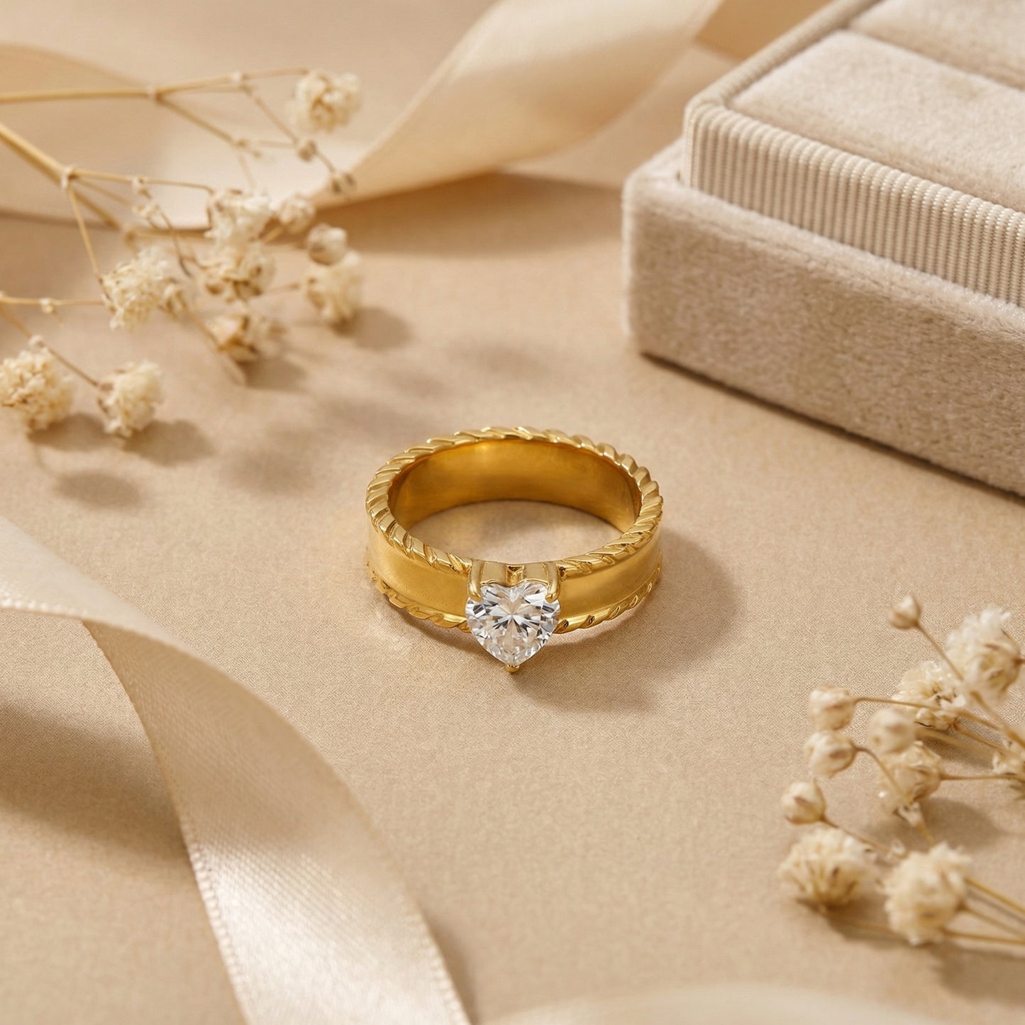Geometric Rings For Women Made Of 304 Stainless Steel Featuring Electroplated 18K Real Gold Plated Finish With Rhinestones Inlay