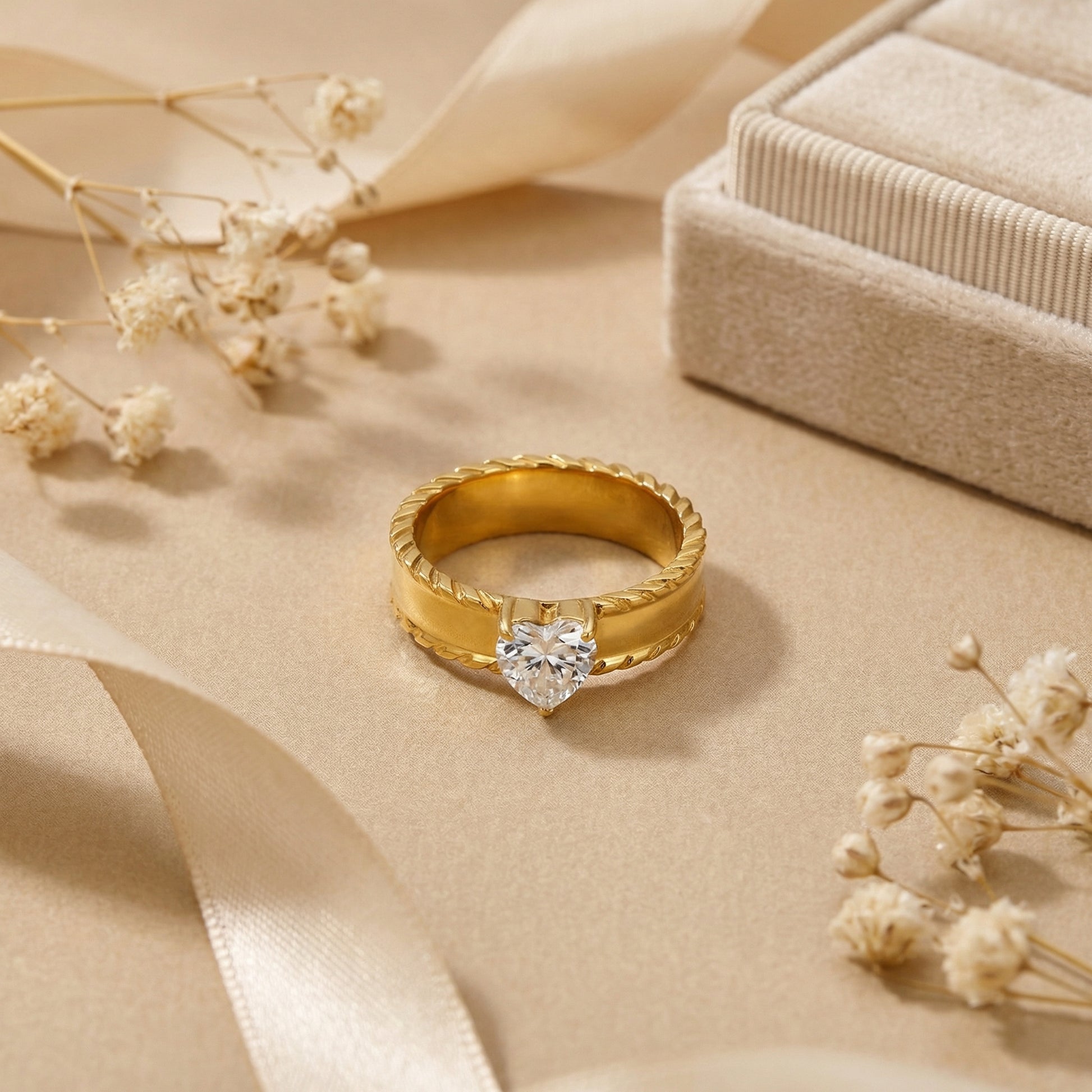 Geometric Rings For Women Made Of 304 Stainless Steel Featuring Electroplated 18K Real Gold Plated Finish With Rhinestones Inlay