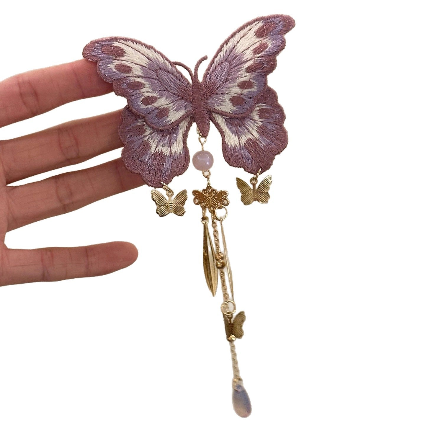 French Style Butterfly Hairpin For Women In Purple Alloy, 1 Pair Hair Accessories