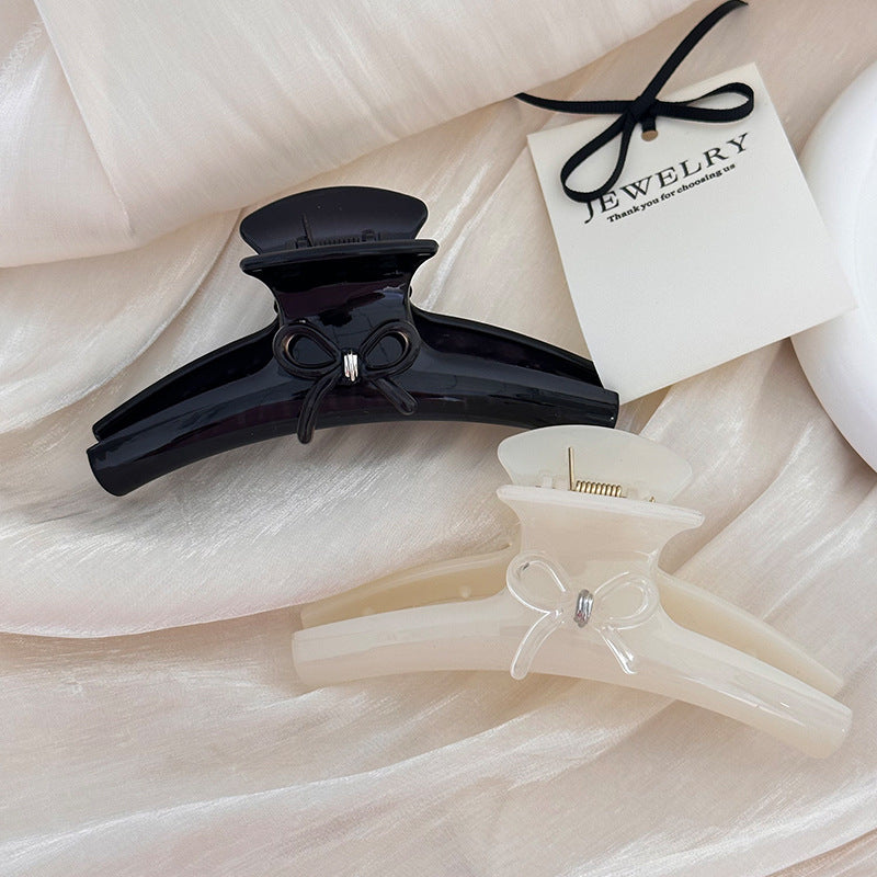 French Style Acrylic Bow Tie Hair Claws For Women In Black, Perfect Hairpin Accessory For Summer