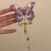 Zi Mo Die Fang - Purple Butterfly Tassel Hair Clip