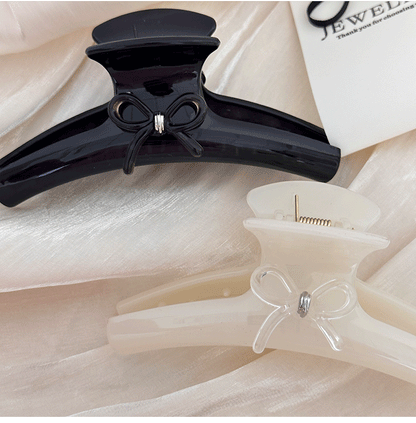 French Style Acrylic Bow Tie Hair Claws For Women In Black, Perfect Hairpin Accessory For Summer